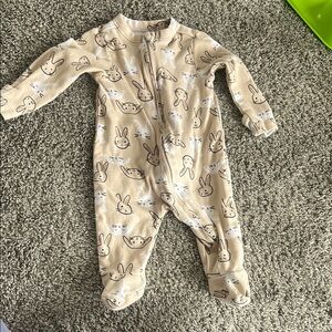Tan Bunny Print Kids sleeper onesie